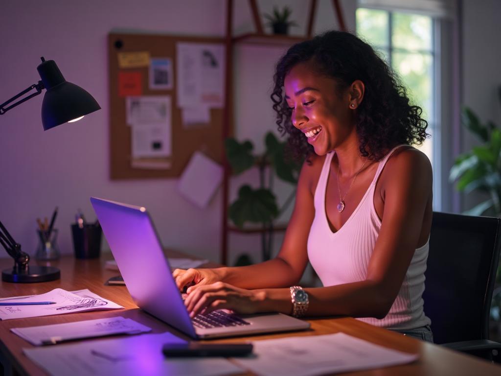 Creative entrepreneur working on their brand with Lightr.ai