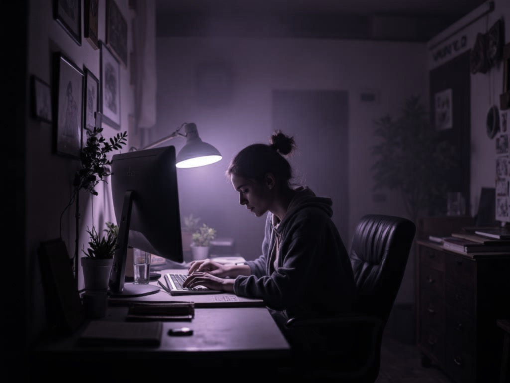 Creative professional working alone, representing untapped potential